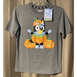 Bluey Licensed Kids Graphic T-Shirt Halloween Short Sleeve Light Gray Size 10/12